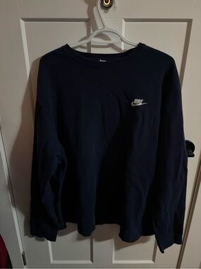 Nike Men’s Dark Navy Crewneck Sweatshirt with White Logo